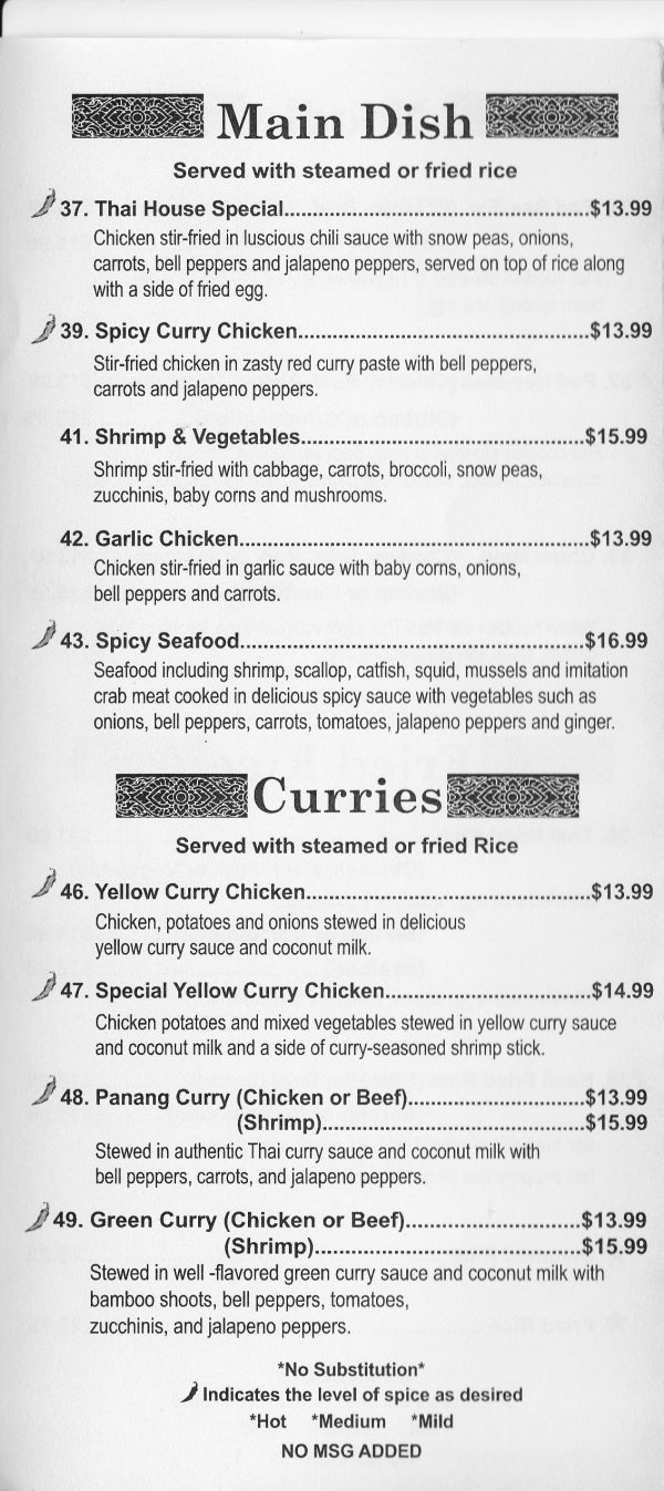 Thai Midland Menus