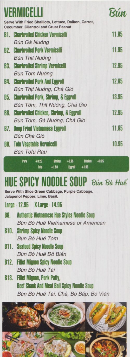 I Luv Pho Menu