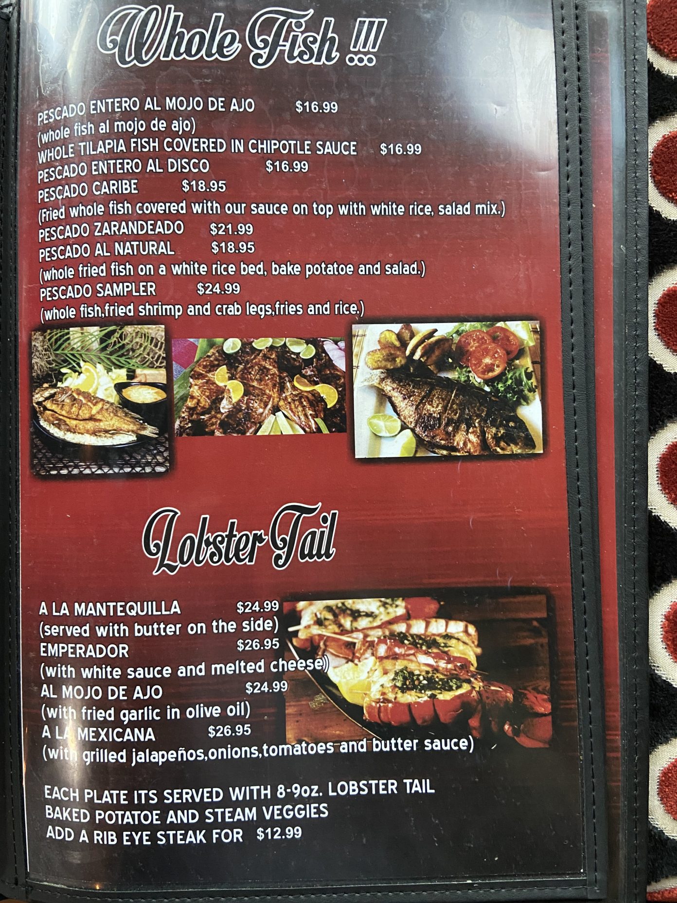 La Jaiba Mexican Grill &amp; Seafood Restaurant – Menu – Midland – Midland ...