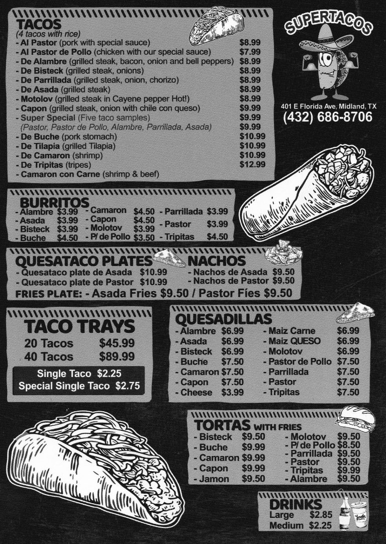Super Tacos – Menu – Midland